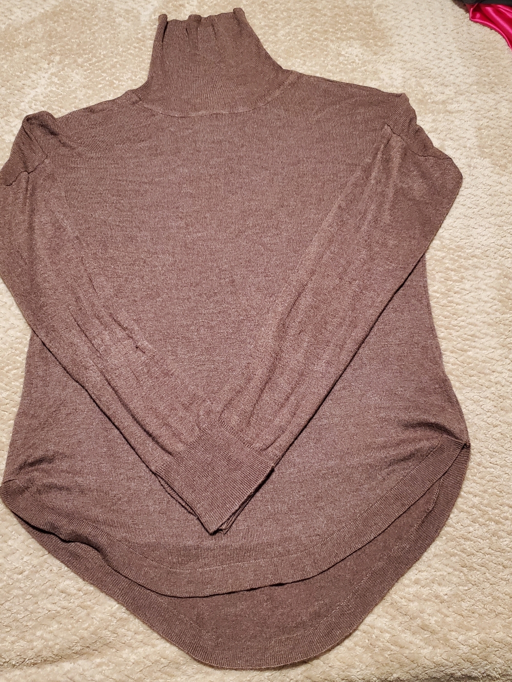 Pink Rose Brown Ribbed Turtleneck Sweater